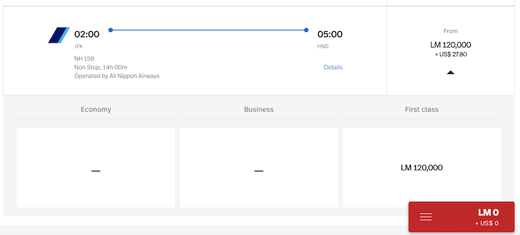 lifemiles ANA search